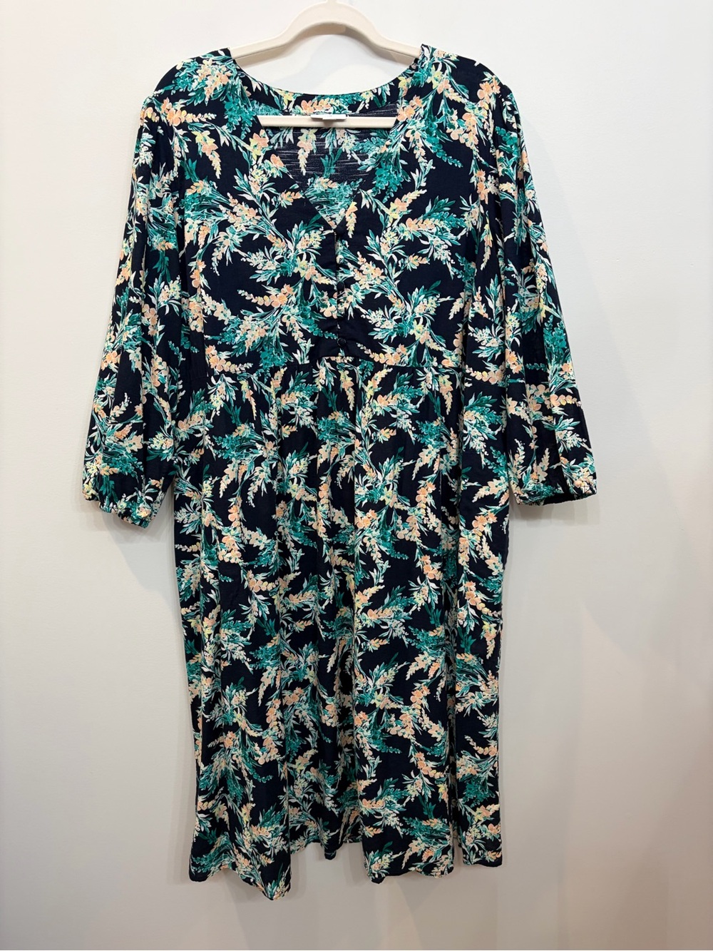 J. Jill Exotic Blooms Garden Midi Dress Size XL Floral 100% Cotton Woven Pockets